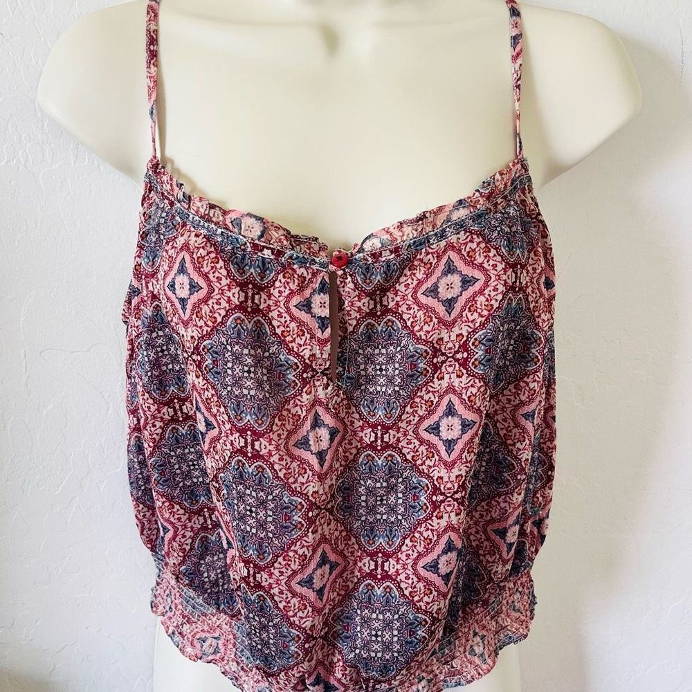 American Eagle NWOT silky medallion cami adjustable straps tank smocked …